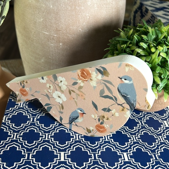 NEW! Shabby Chic Cottage Farmhouse Floral Rose Wood Song Bird - Picture 4 of 5